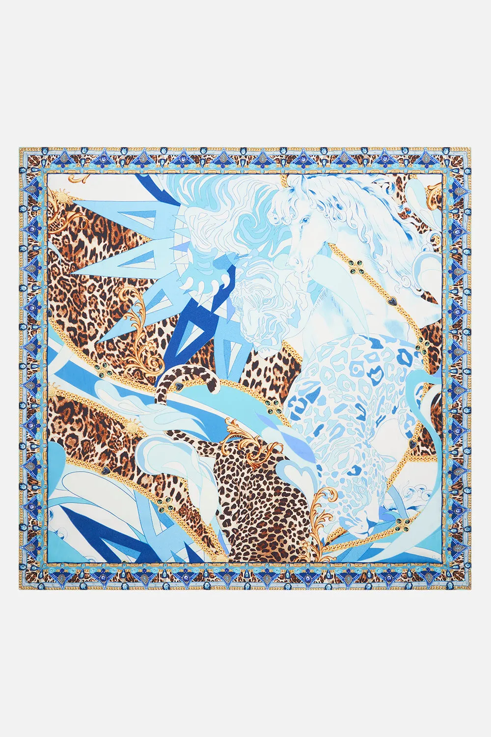 LARGE SQUARE SCARF SKY CHEETAH