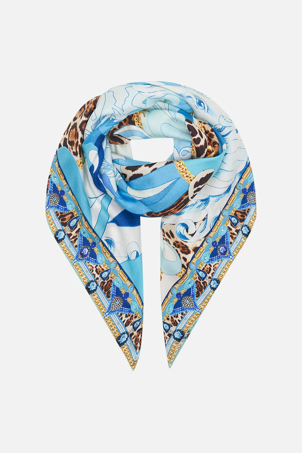 LARGE SQUARE SCARF SKY CHEETAH