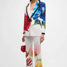 Laura Long Sleeve Floral Jacket & Flared Floral Pants Set