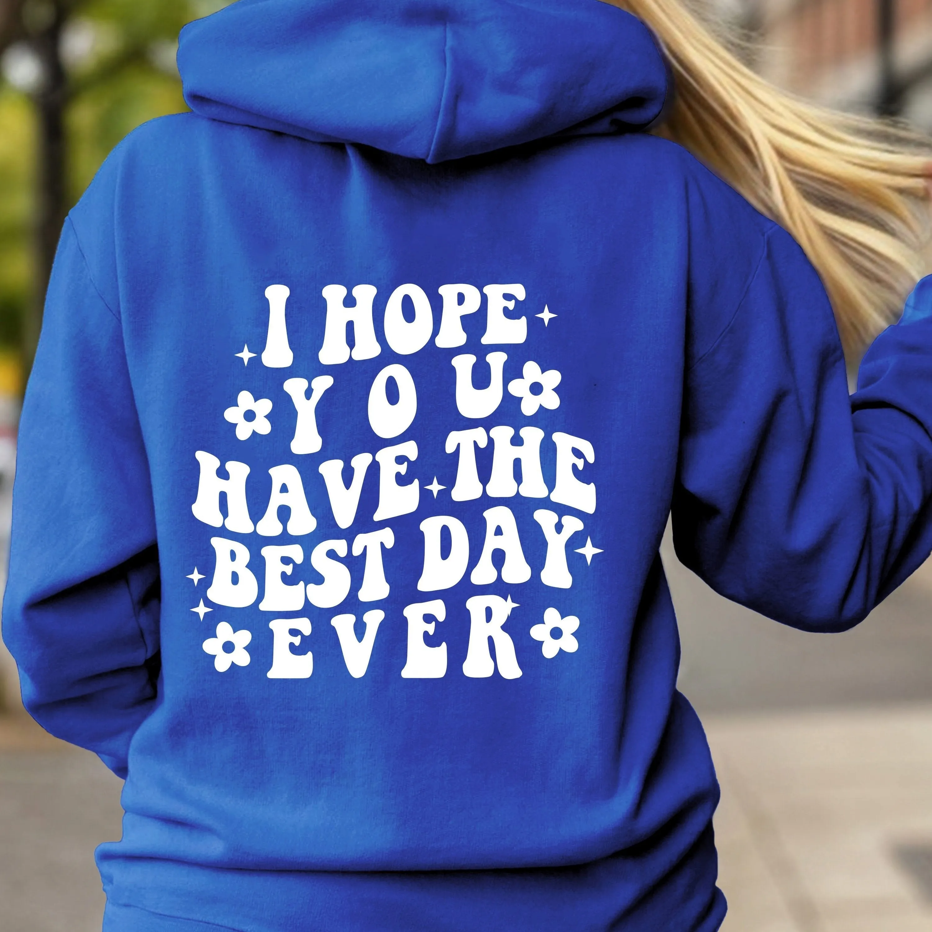 Letter Print Back Hoodies, Casual Kangaroo Pocket Long Sleeve Sweatshirt, Women's Clothing