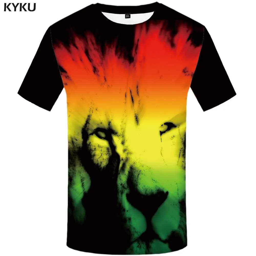 Lion T-shirts Men Animal Tshirt Anime Abstract T-shirt 3d Art Tshirts Print Gothic T shirts Funny Mens Fashion Casual Unisex