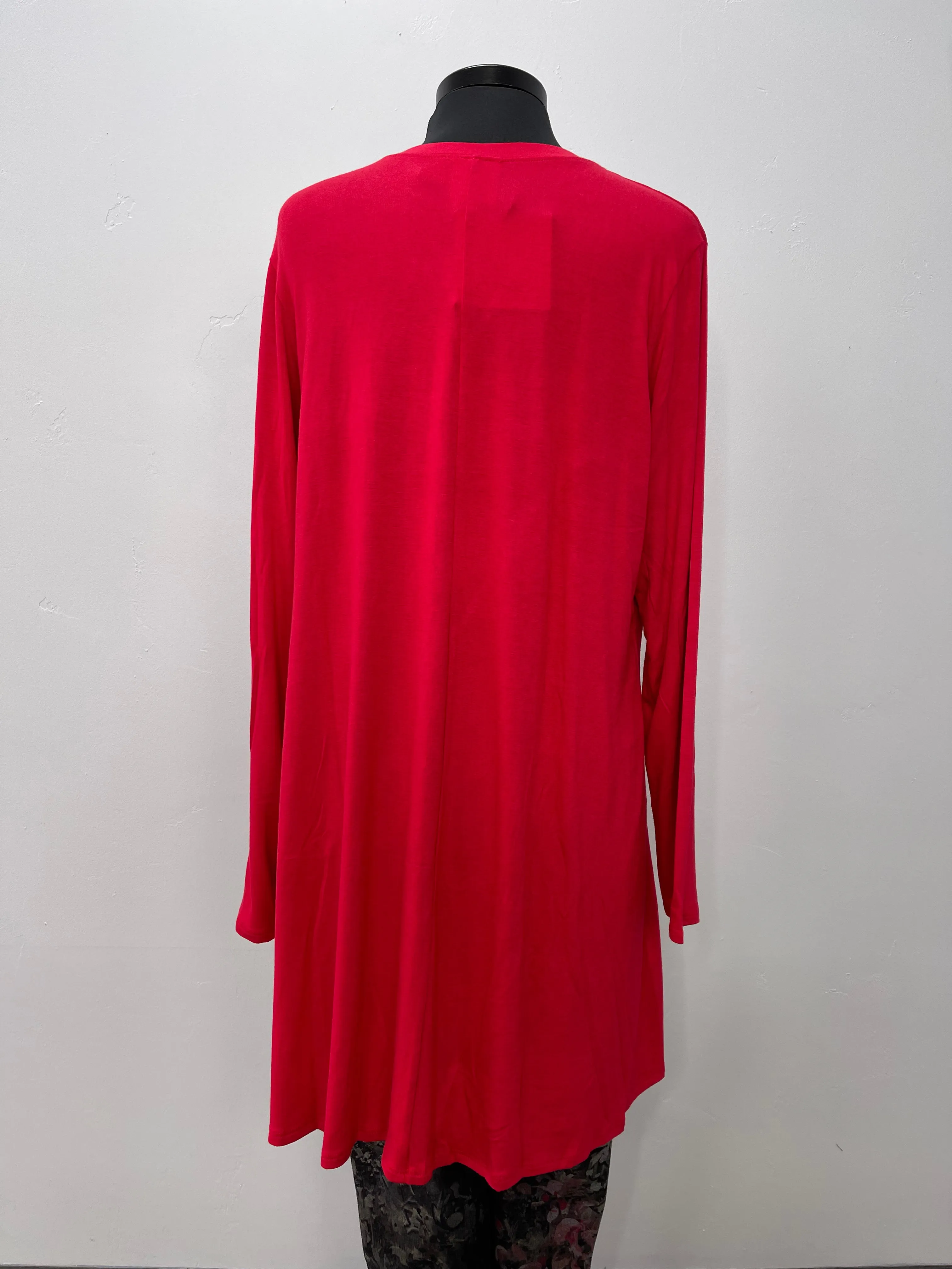 Long Sleeve Basic A-Line Tunic - Cherry