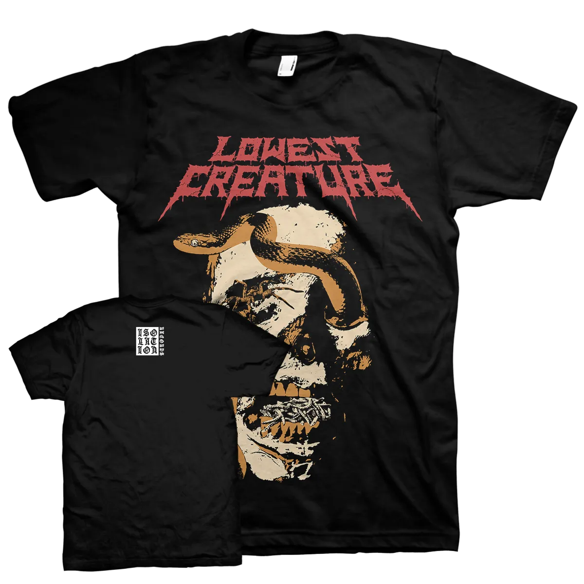 Lowest Creature "Snake Skull" Black T-Shirt