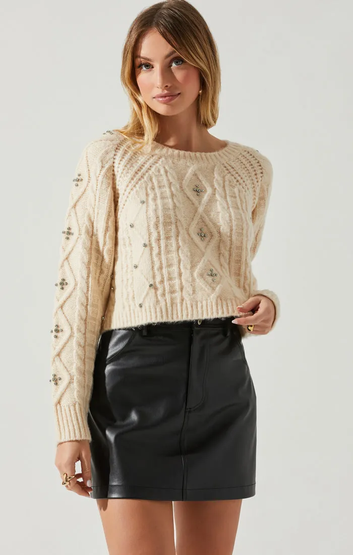 Madison Cable Knit Sweater Cream