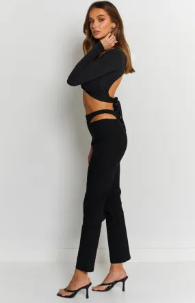 Margherita Hip Cut Out Pants Black