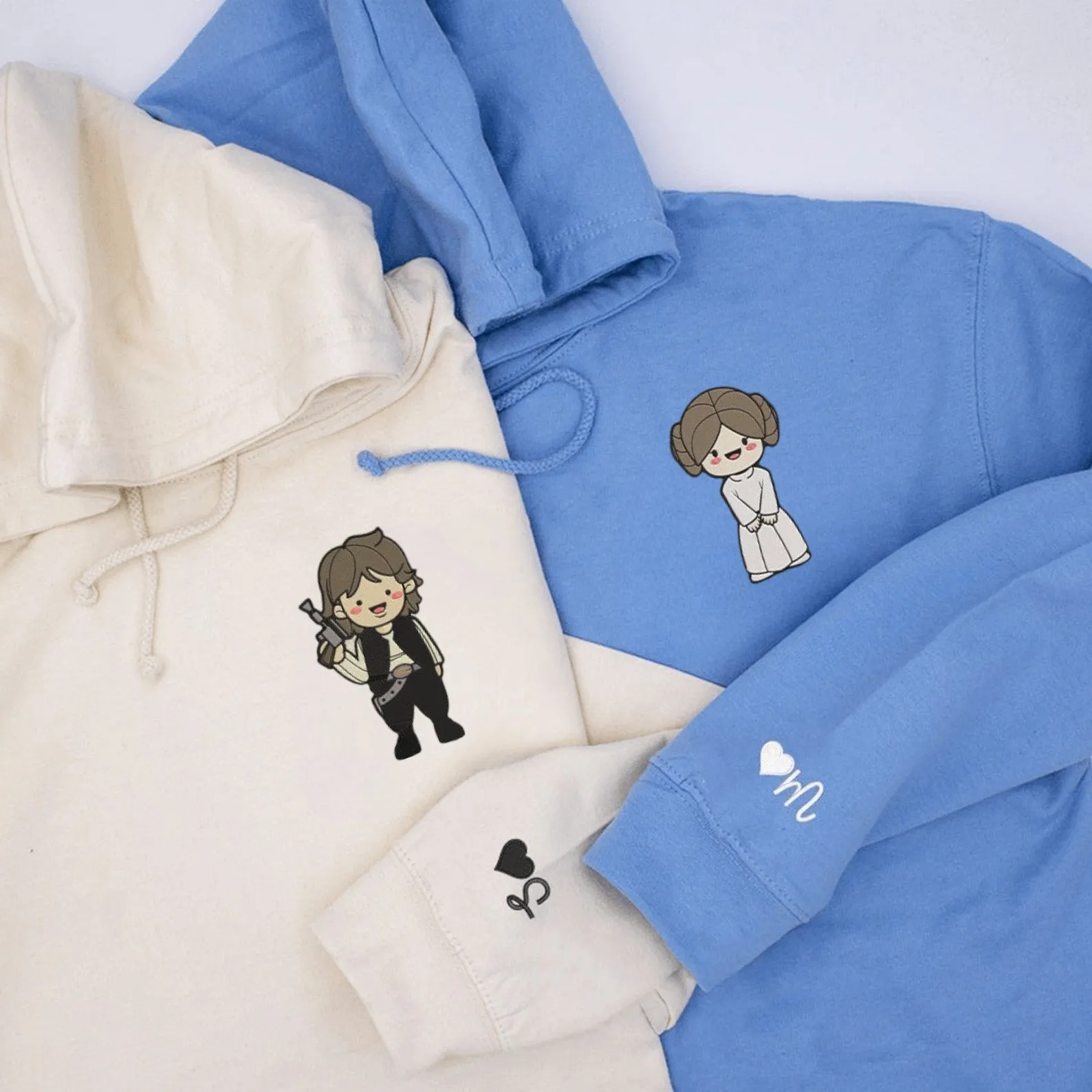 Matching Couple Hoodies - Hans and Leia Custom Embroidered Sweatshirts For Couples