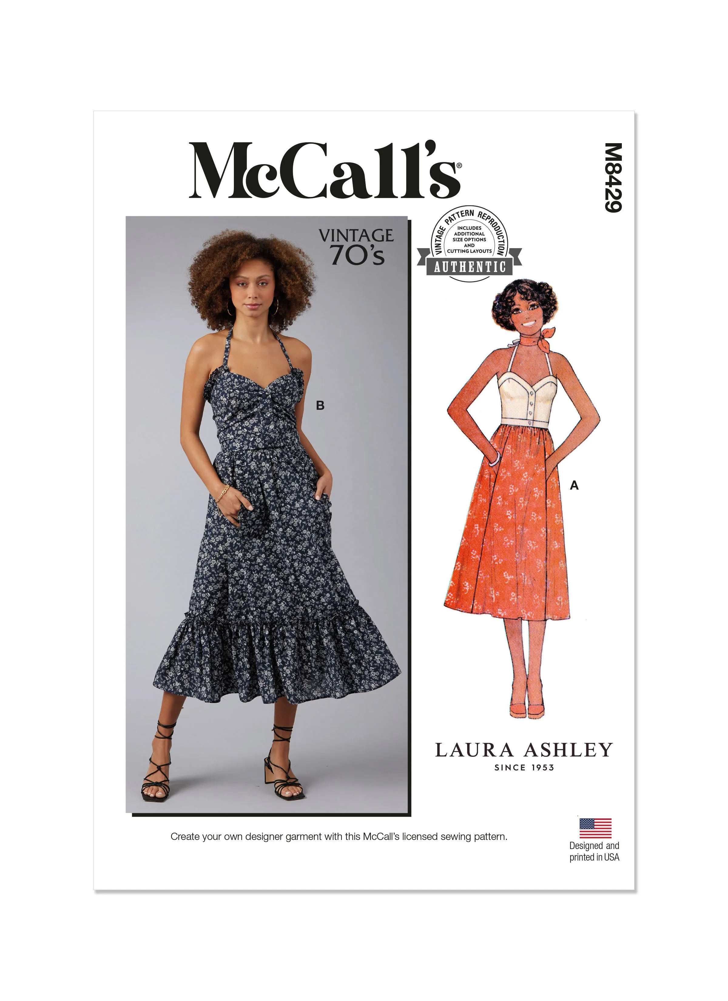 McCall's sewing pattern M8429 Misses' Top and Skirt by Laura Ashley