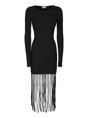 Melange knit black dress