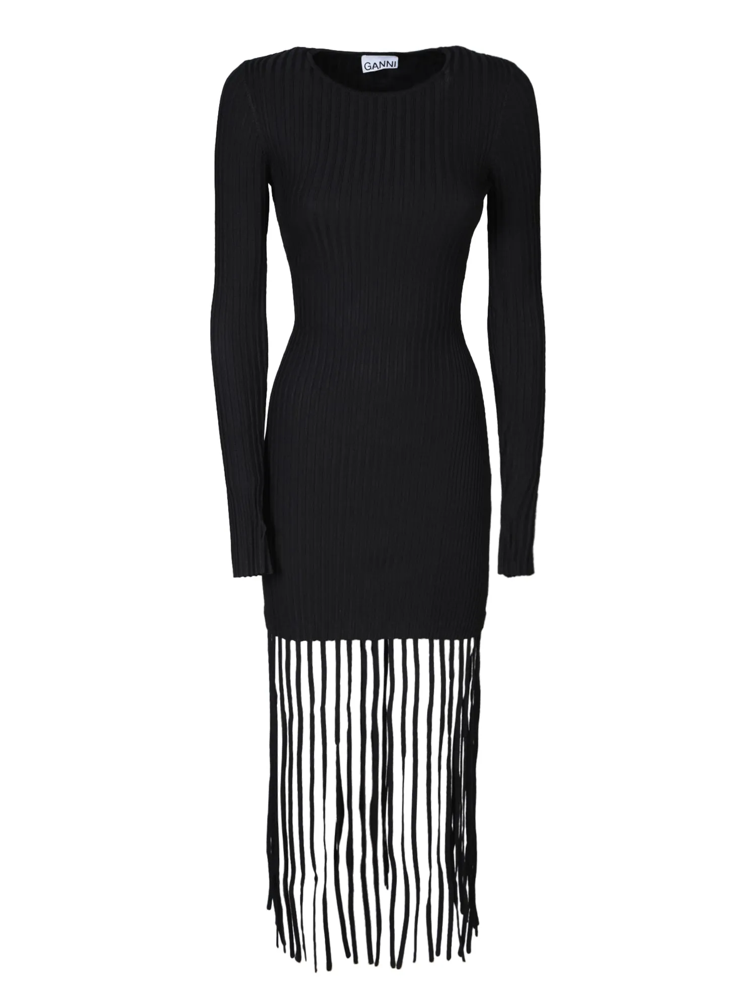 Melange knit black dress