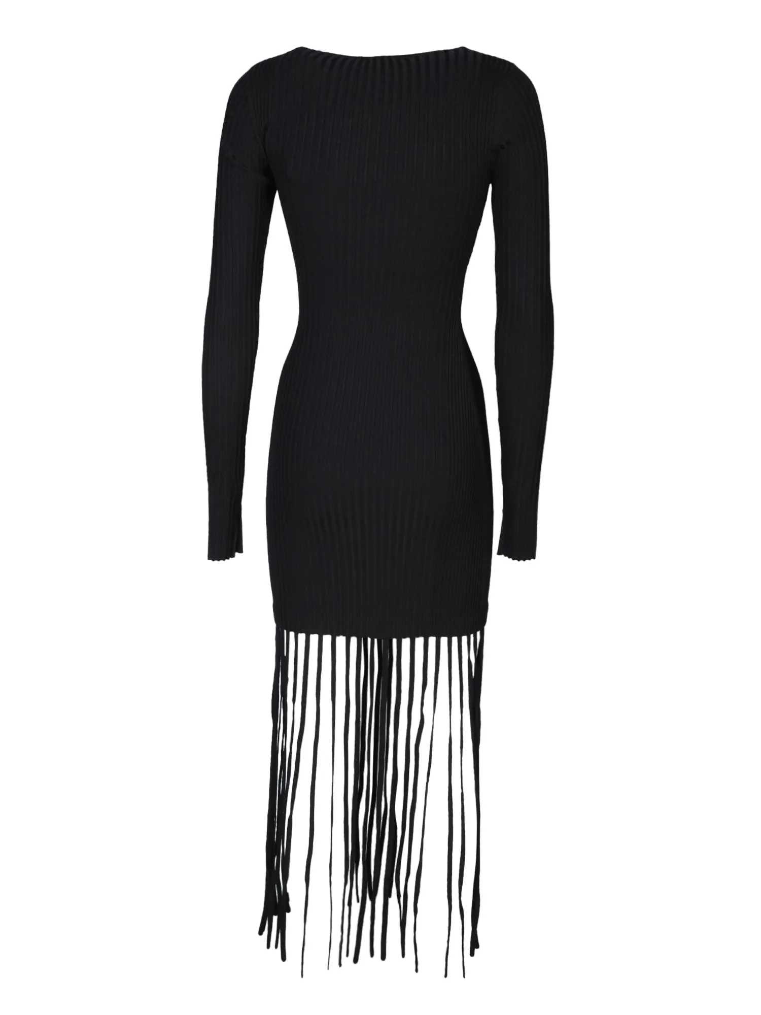 Melange knit black dress