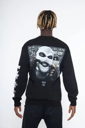 Men's Black Mask Print Graphic Sweatshirt Long Sleeves