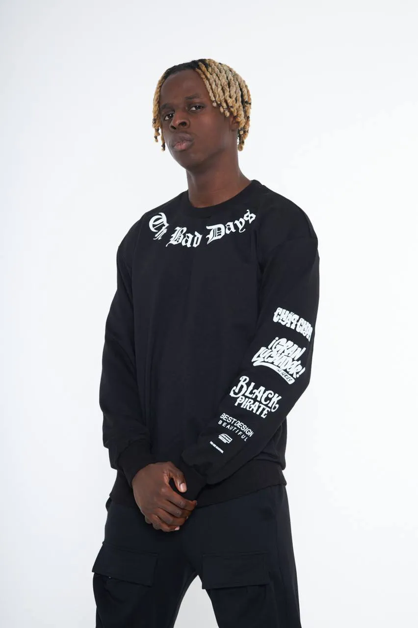 Men's Black Mask Print Graphic Sweatshirt Long Sleeves