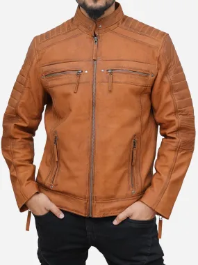 Men's Distressed Brown Leather Biker Jacket