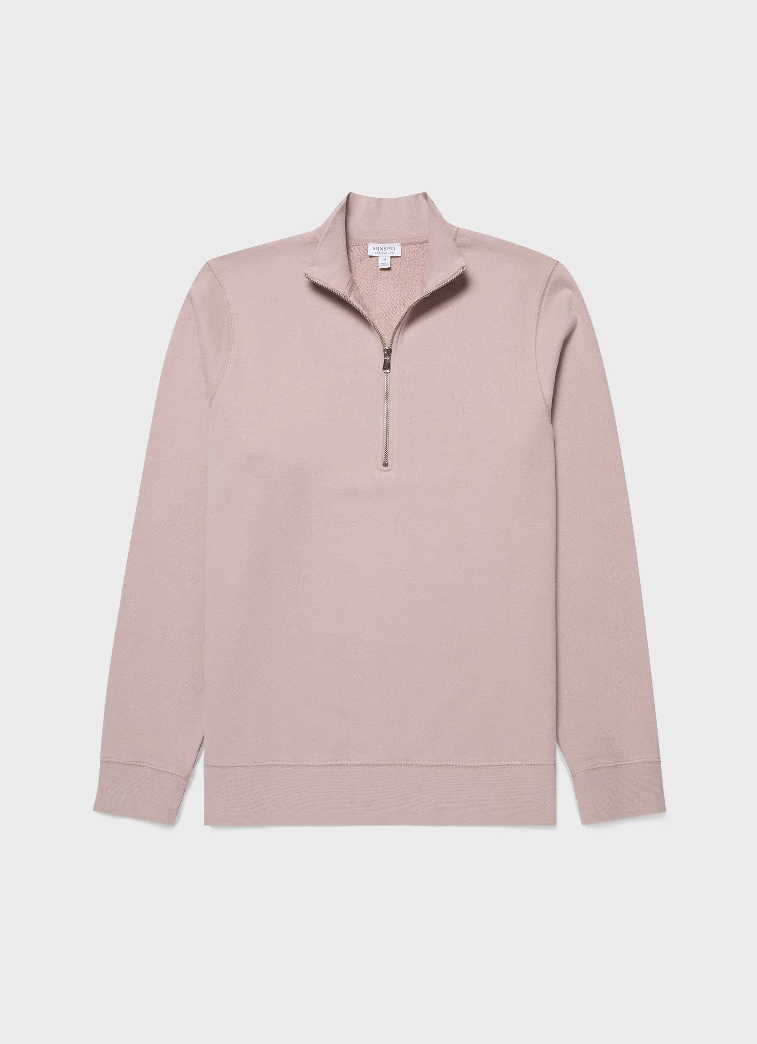 Men's Half Zip Loopback Sweatshirt in Pale Pink