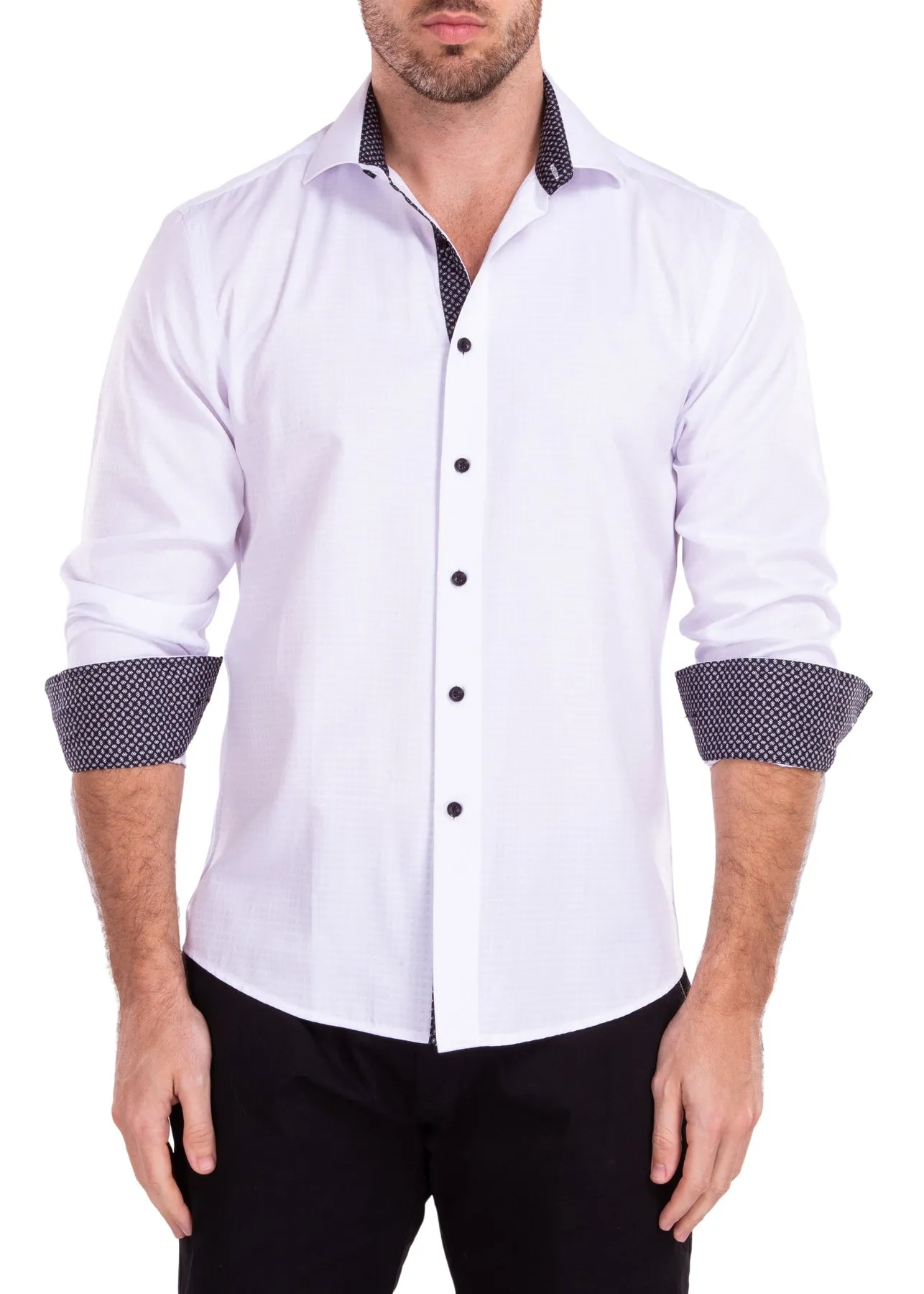 MEN'S LONG SLEEVES SHIRT WHITE | MODERN FIT EUROPEAN DESIGN | 222224