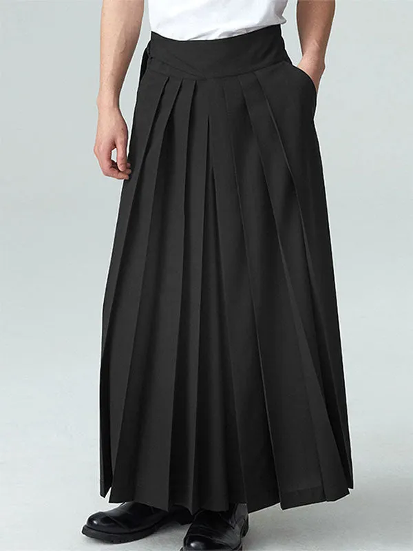 Mens Pleated Wide-leg Loose Skirt Pants SKUI70910