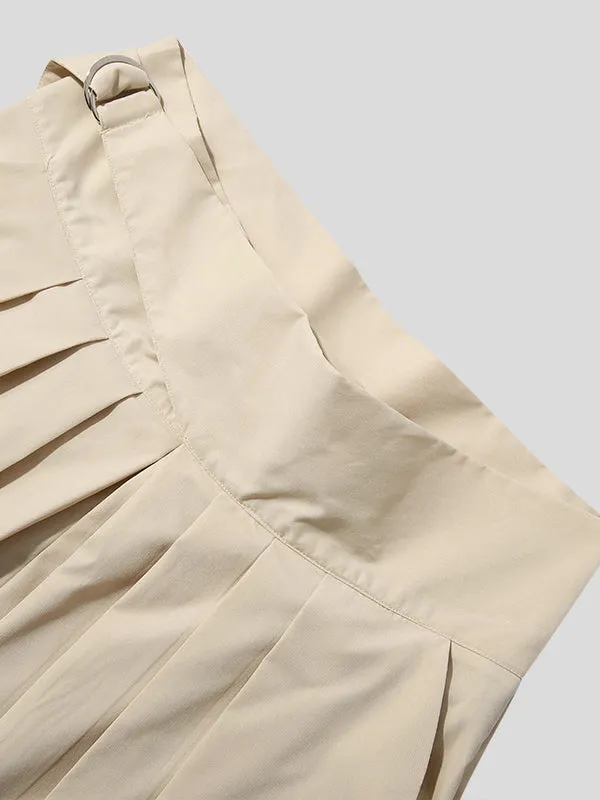 Mens Pleated Wide-leg Loose Skirt Pants SKUI70910