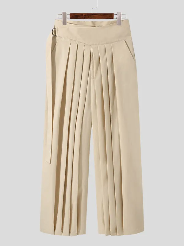 Mens Pleated Wide-leg Loose Skirt Pants SKUI70910