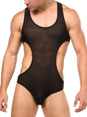 Mesh Cut Bodysuit for Men