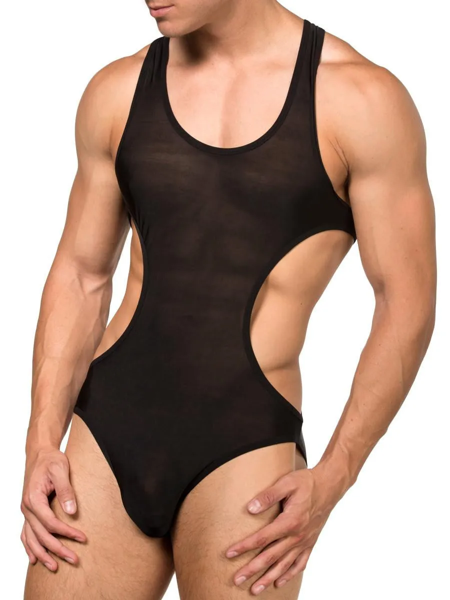 Mesh Cut Bodysuit for Men