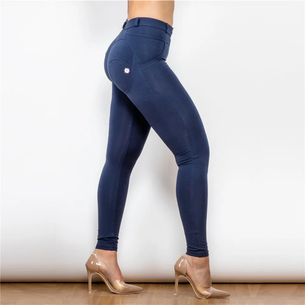 Middle Waist Dark Blue Knitted  Waterproof Leggings