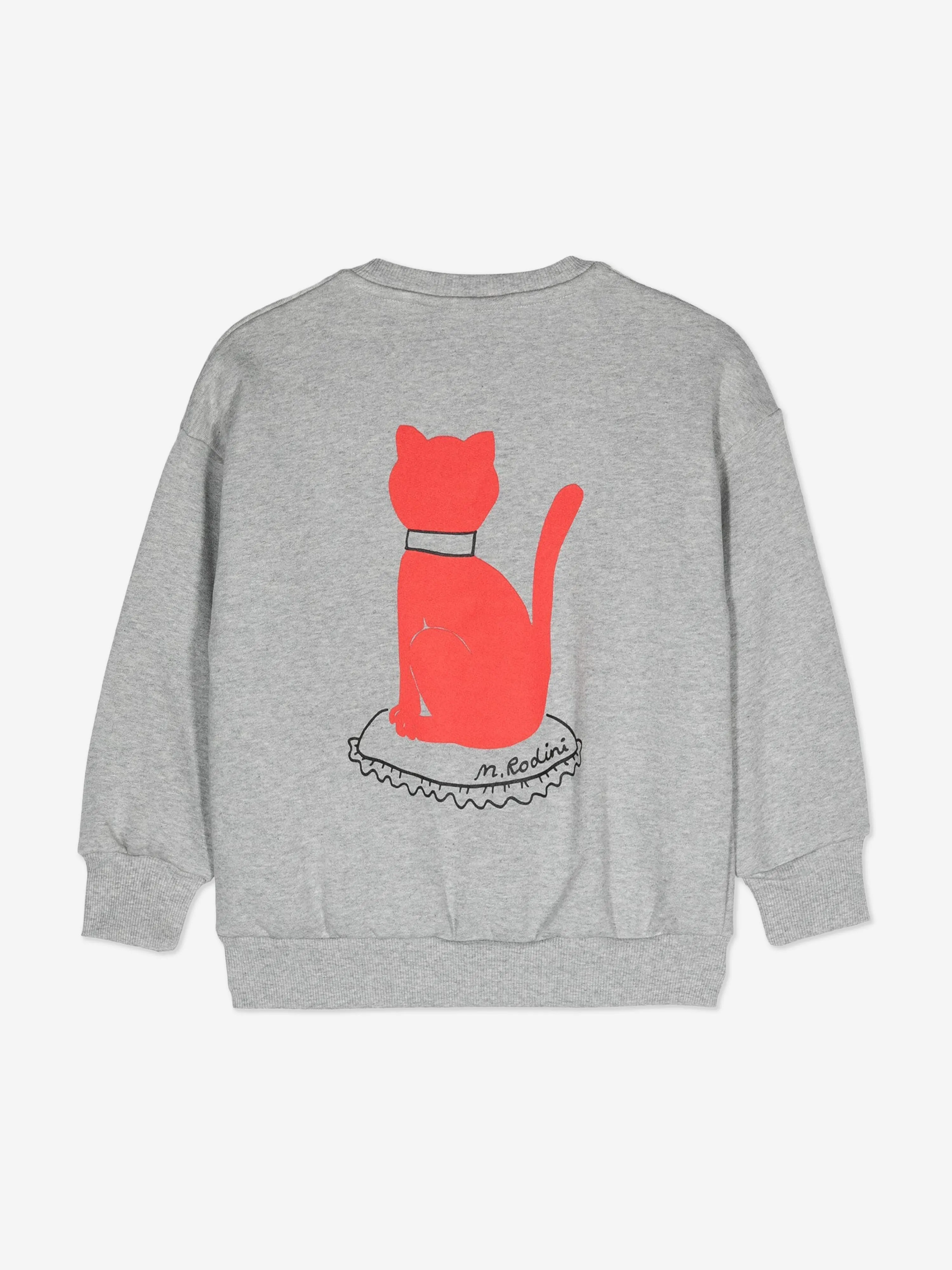 Mini Rodini Kids Cat Sweatshirt in Grey