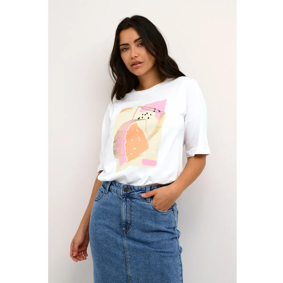 Mira T-shirt Optical White/ Watermelon