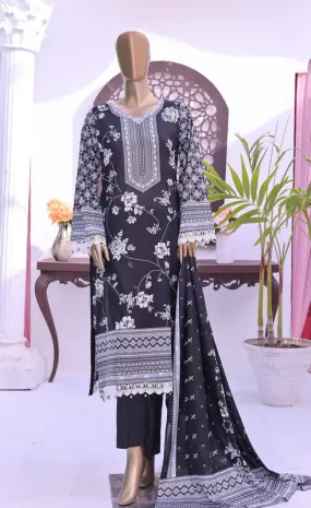 Monochrome by Amna Khadija Unstitched 3 Piece Black & White Lawn Collection'2022-BW-04