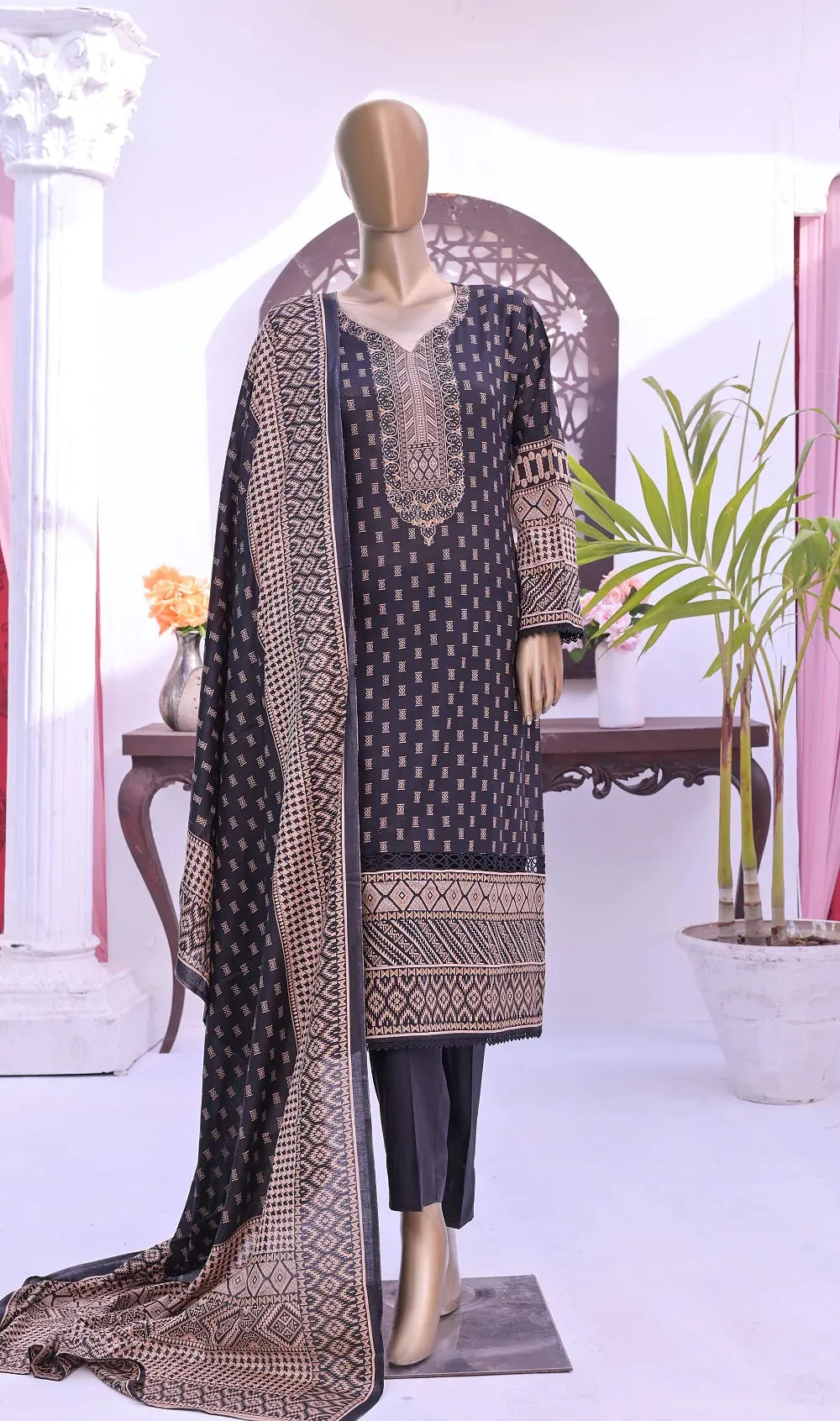 Monochrome by Amna Khadija Unstitched 3 Piece Black & White Lawn Collection'2022-BW-05