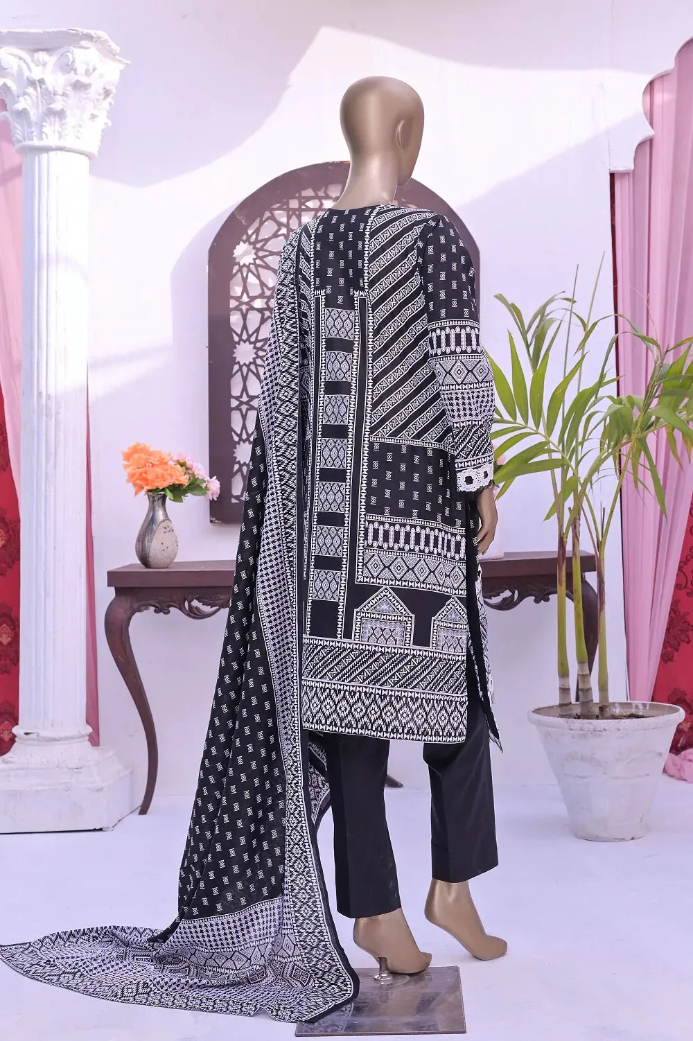 Monochrome by Amna Khadija Unstitched 3 Piece Black & White Lawn Collection'2022-BW-09