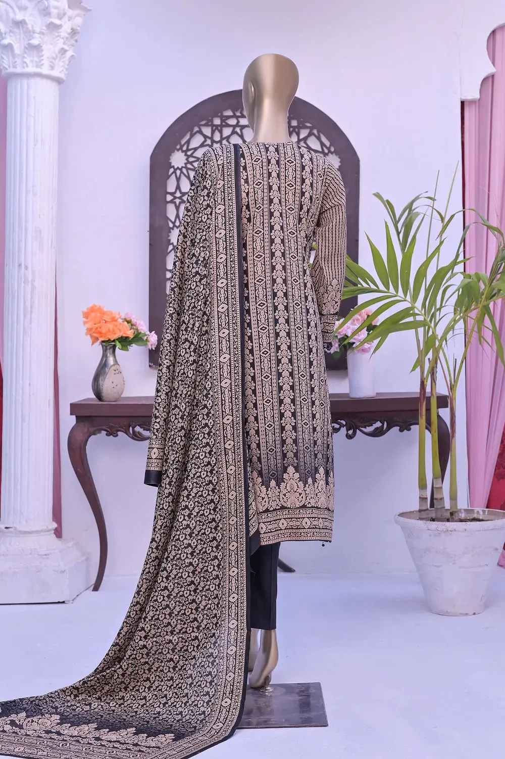 Monochrome by Amna Khadija Unstitched 3 Piece Black & White Lawn Collection'2022-BW-12