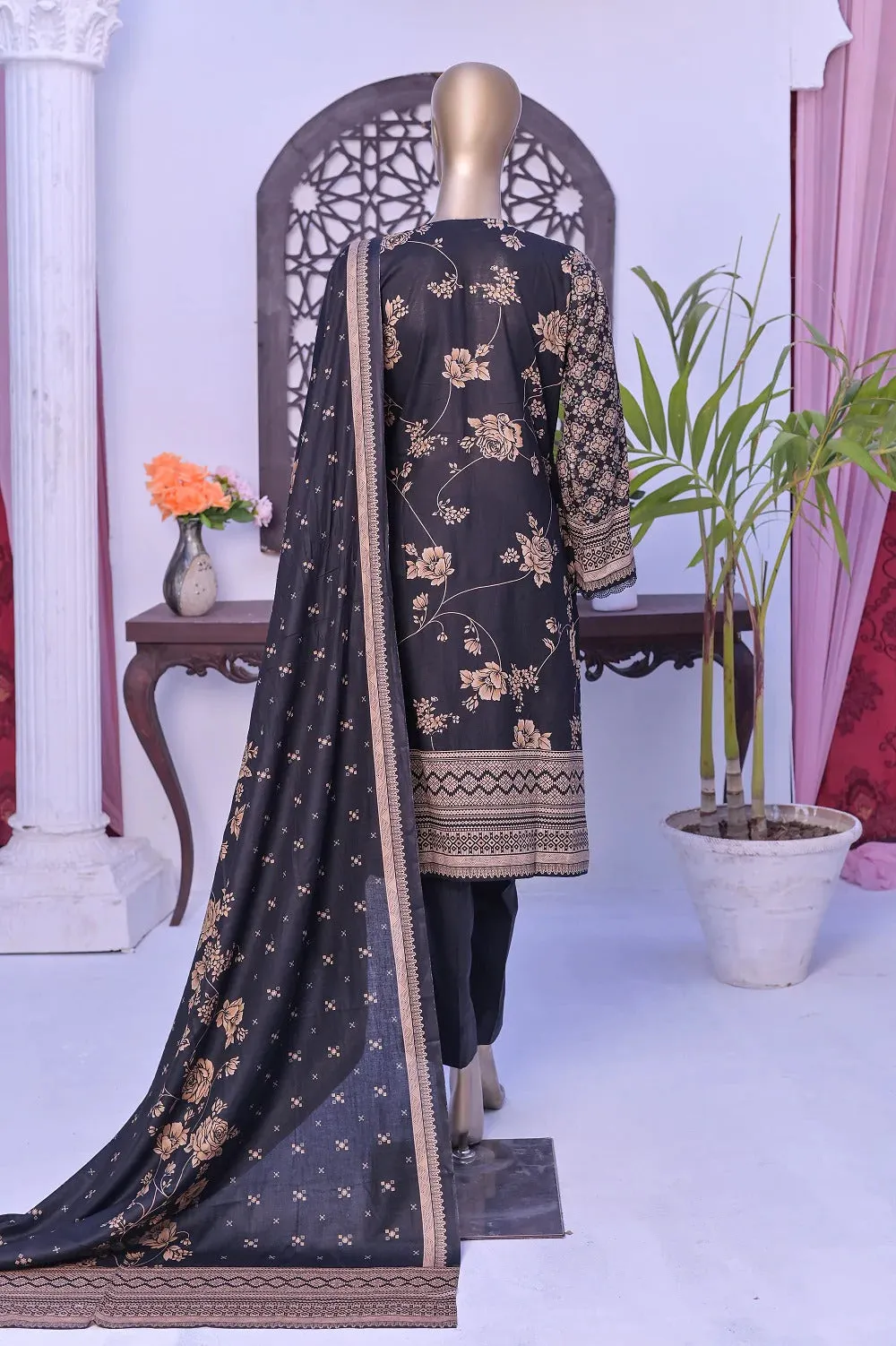 Monochrome by Amna Khadija Unstitched 3 Piece Black & White Lawn Collection'2022-BW-16