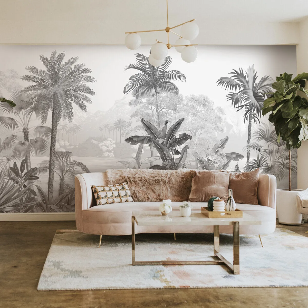 Monochrome Palm haven Wallpaper for Walls