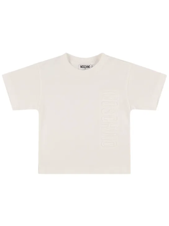 Moschino   Logo embroidery cotton jersey t-shirt 