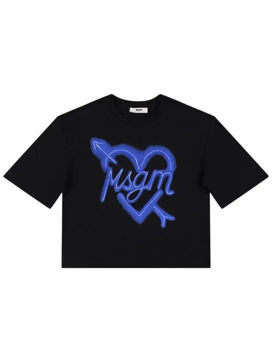 MSGM   Heart printed cotton jersey t-shirt 