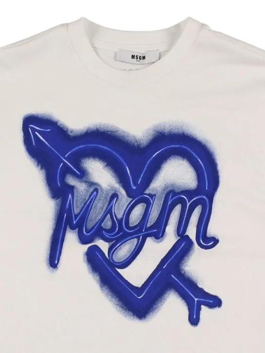 MSGM   Heart printed cotton jersey t-shirt 