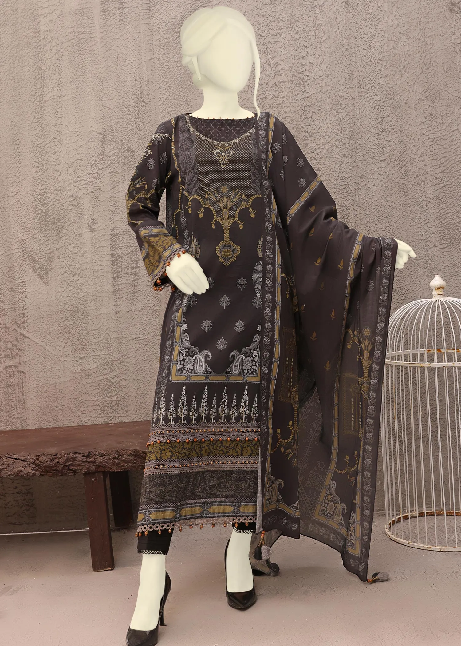 MTJ - MONOCHROME'22 ABR E BARAAN PRINTED LAWN 3PC UNSTITCHED