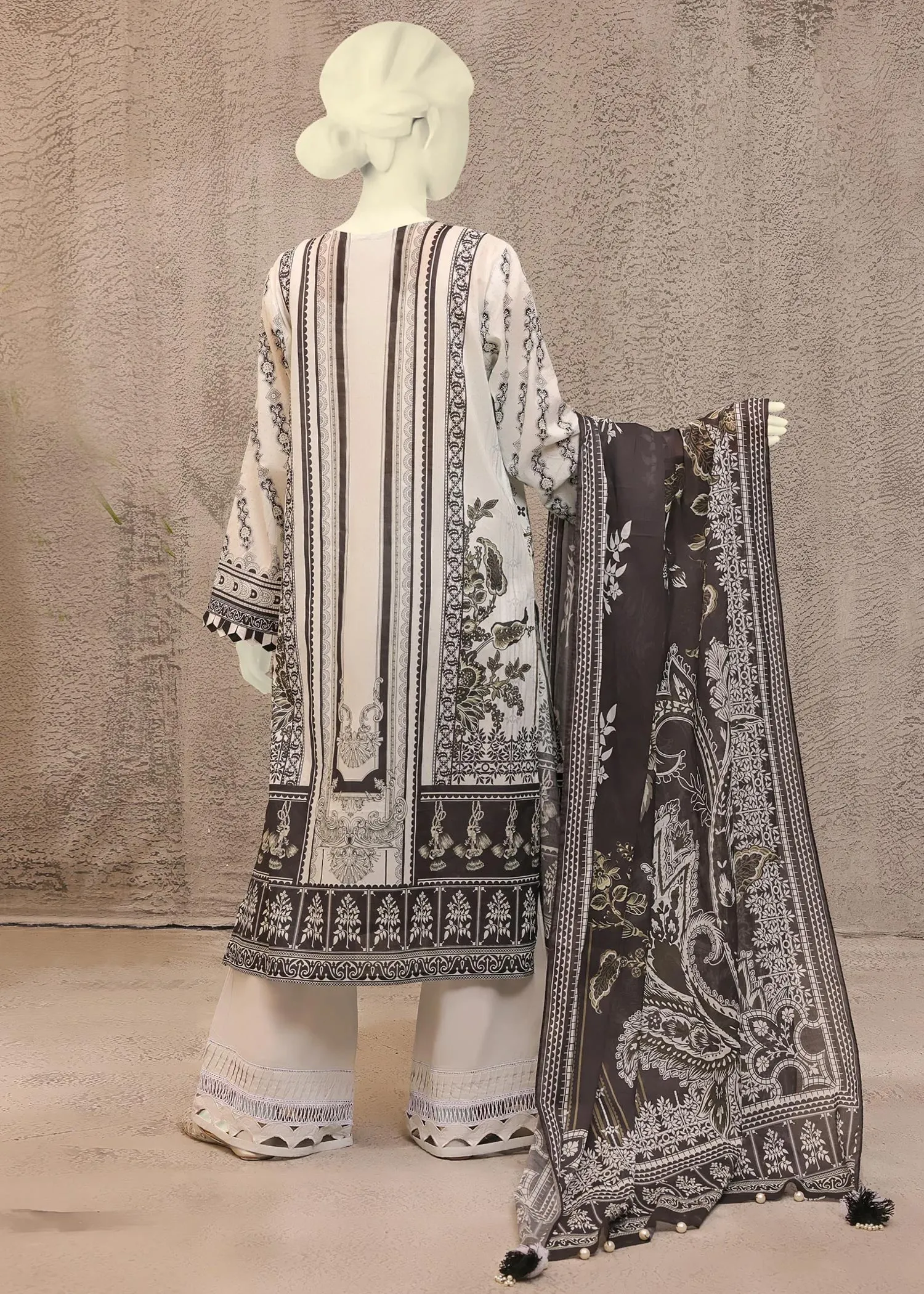 MTJ - MONOCHROME'22 BAAD E SABA PRINTED LAWN 3PC UNSTITCHED