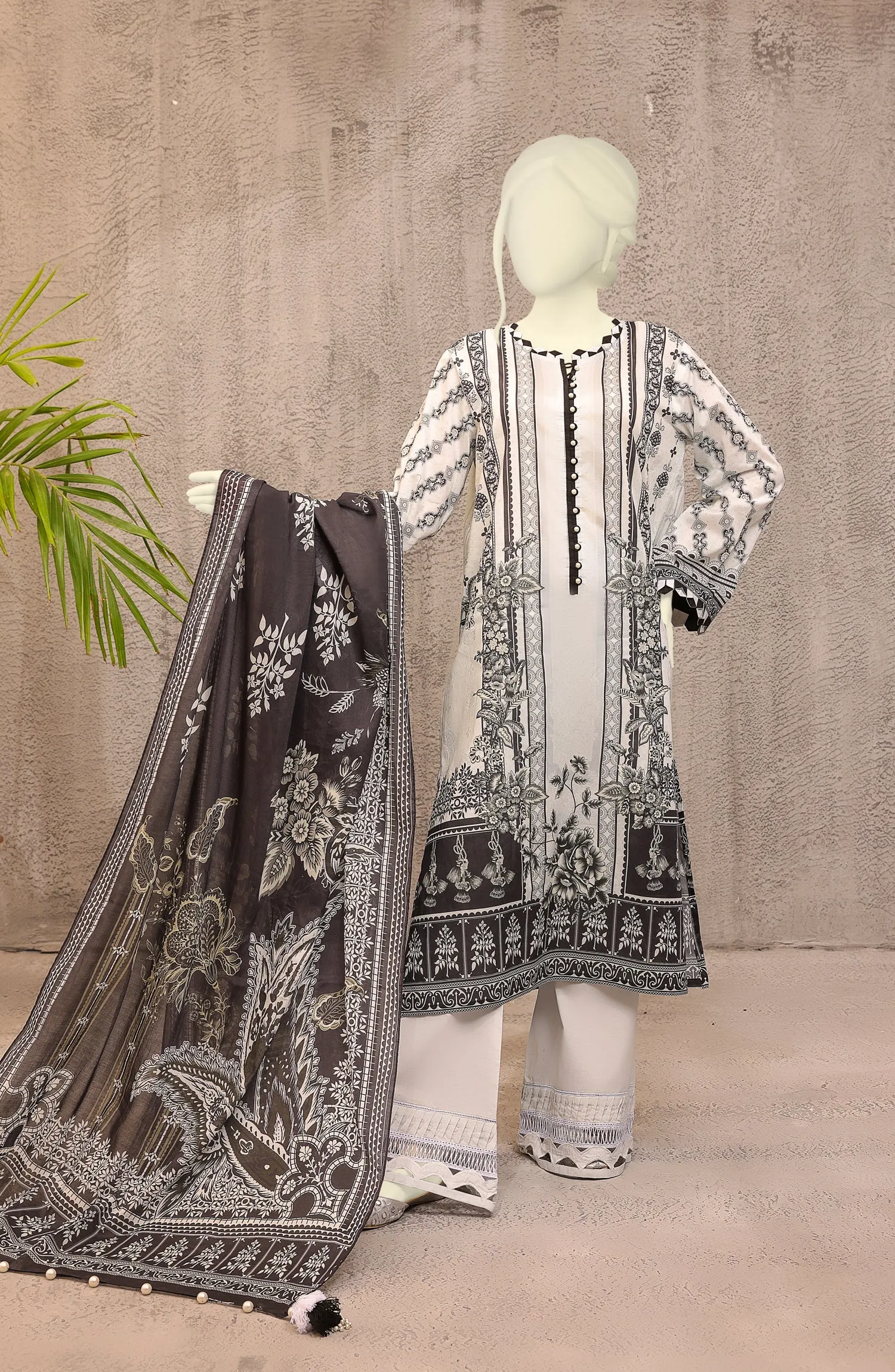 MTJ - MONOCHROME'22 BAAD E SABA PRINTED LAWN 3PC UNSTITCHED