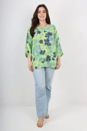 Multi Floral Print Cotton Tunic Top