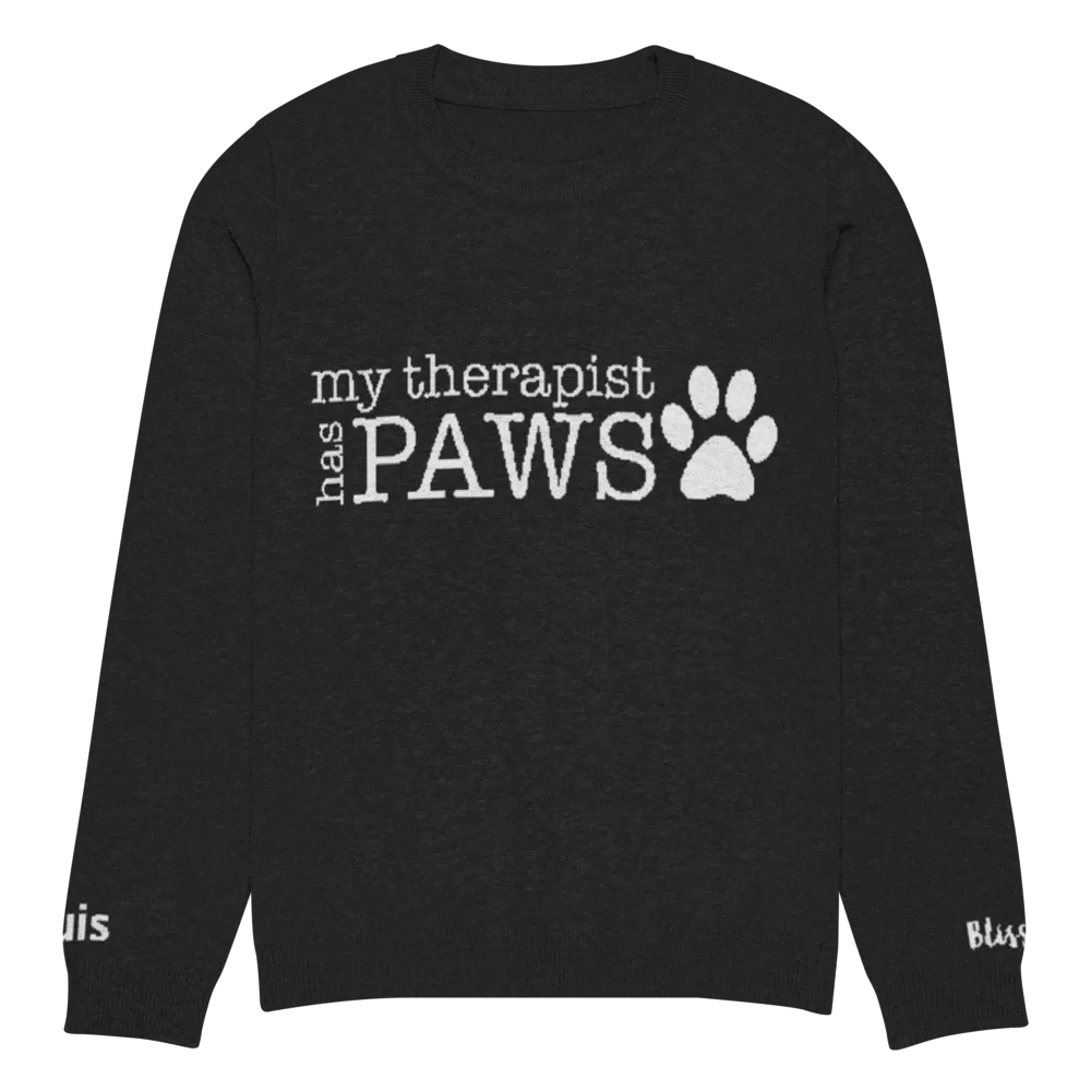 My Therapist Has Paws Personalized Knit Sweater