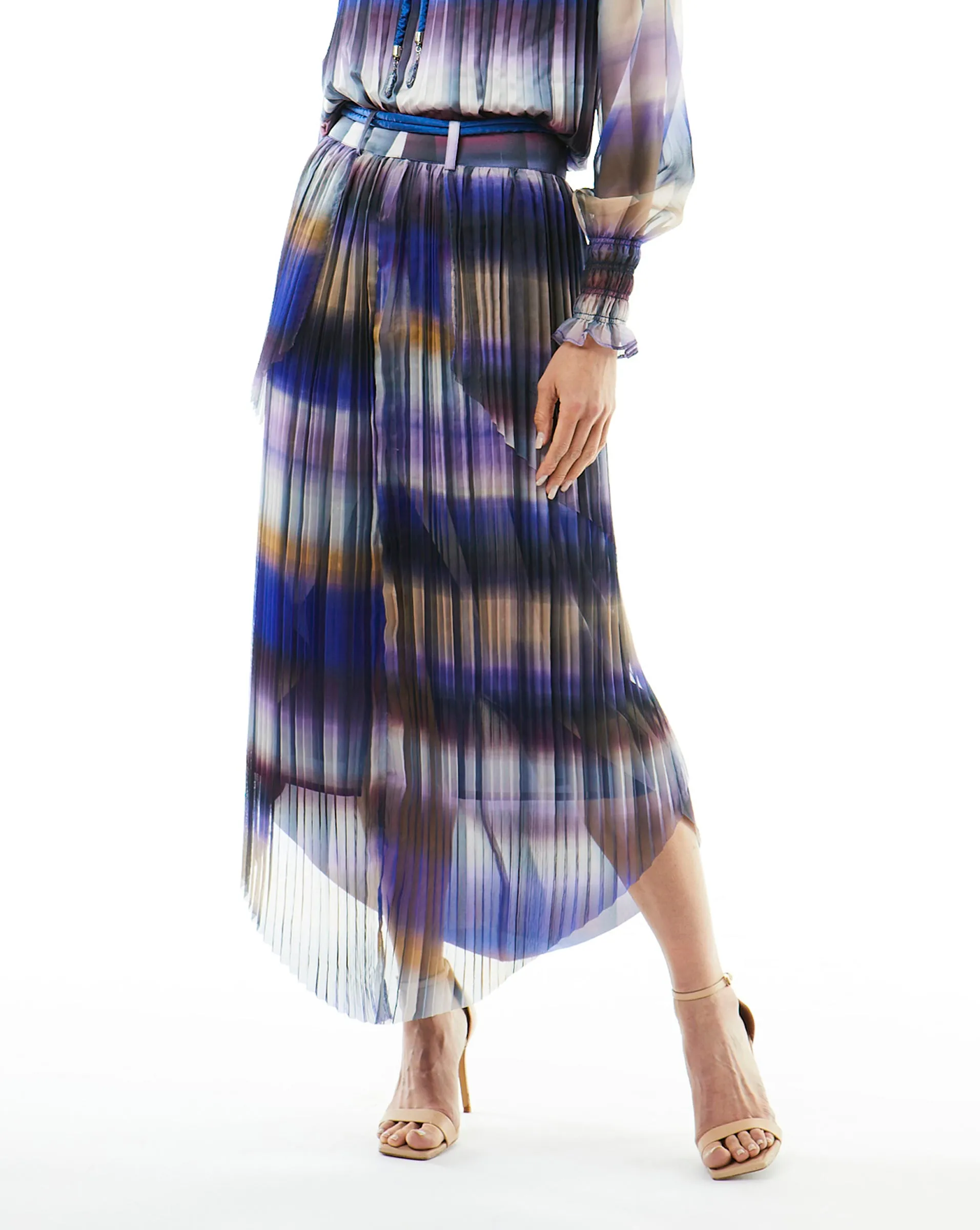 Mystic Stripe Pleated Skirt