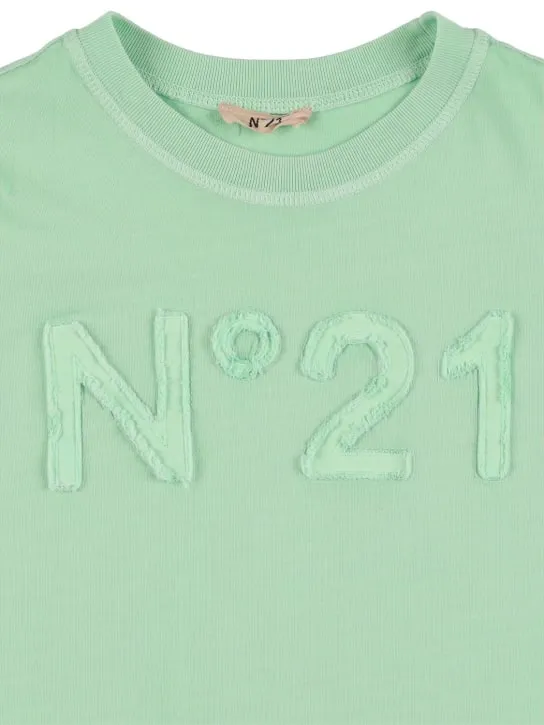 N°21   Cotton jersey t-shirt w/ logo patch 