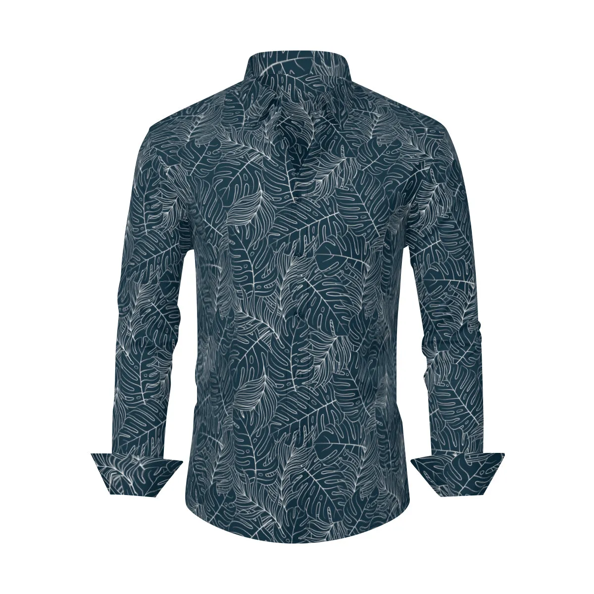 Navy Blue Shirt Men, Tropical Shirt Men, Leaf Shirt, Elegant Shirt Men, Men's Blue Dress Shirt, Dark Blue Shirt, Blue White Shirt Men,