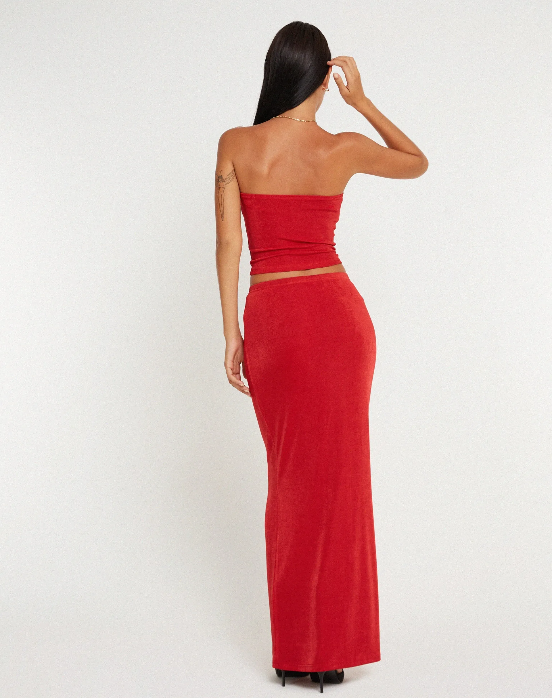 New Tulus Flood Maxi Skirt in Red