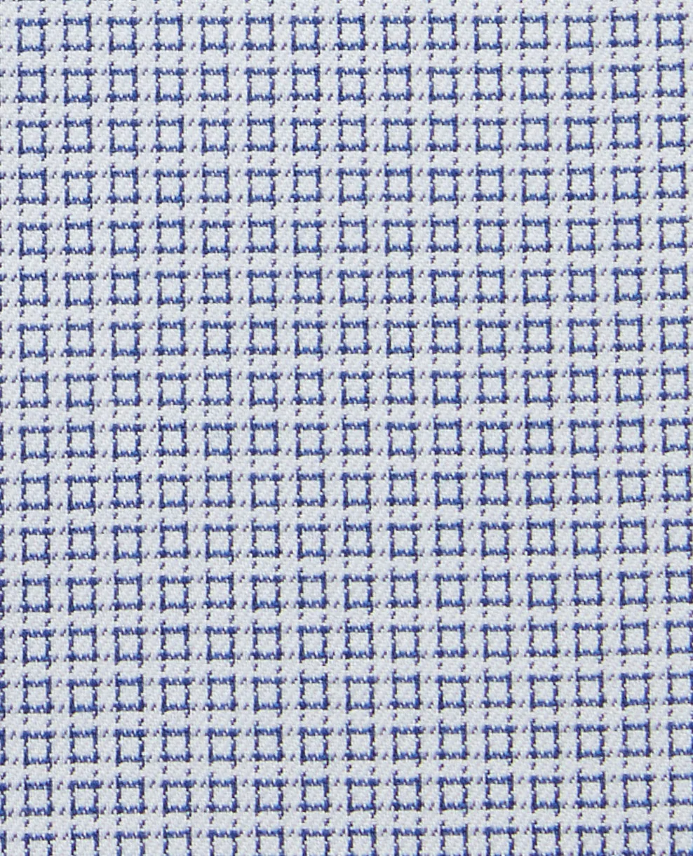 Non-Iron Super Fitted Single Cuff Geo Squares Blue Shirt