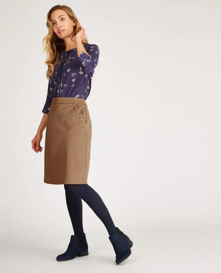 Nutmeg A-Line Button Detail Skirt