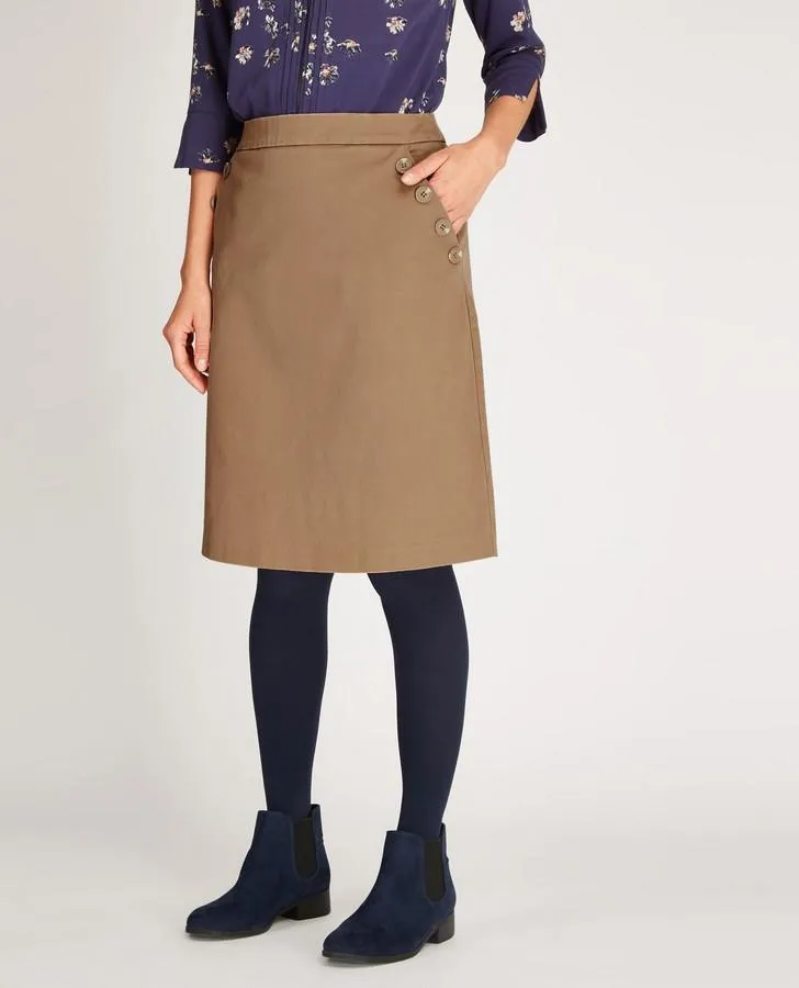 Nutmeg A-Line Button Detail Skirt