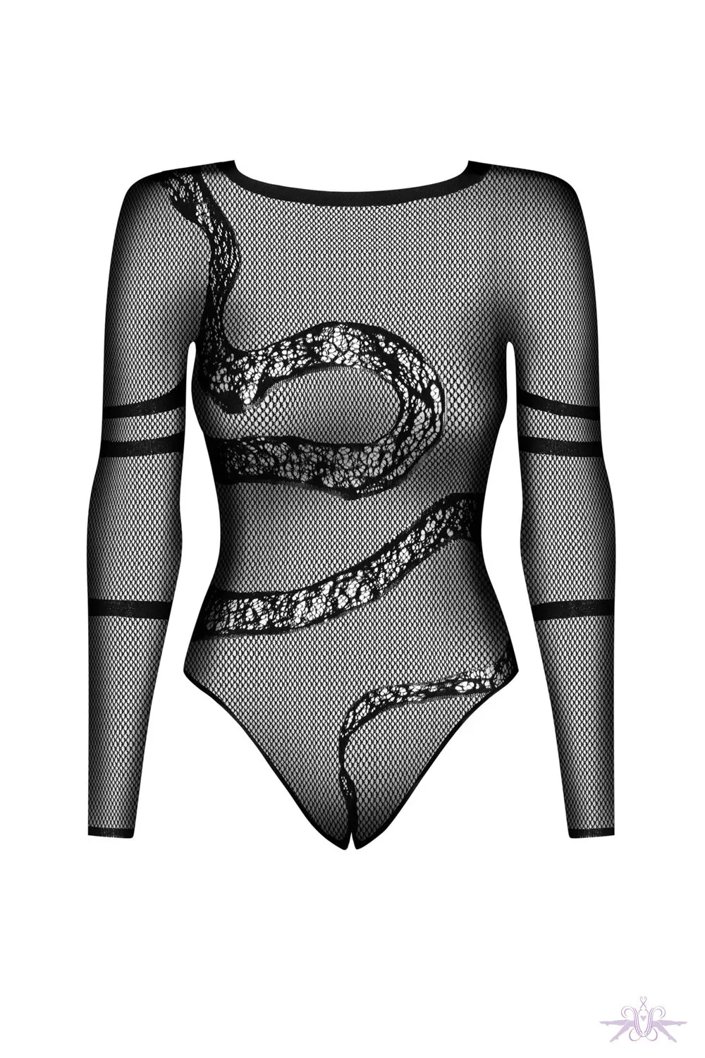 Obsessive Crotchless Long Sleeved Sheer Bodysuit