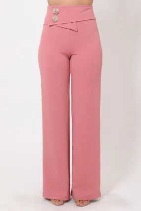 Oversized Button Front Detail Pants